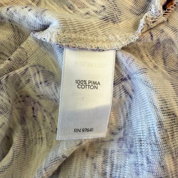 J.Jill Pima Slub Scoop Neck Side Slit Tee Women's Sz XL Purple Pink Butterflies - Picture 10 of 12